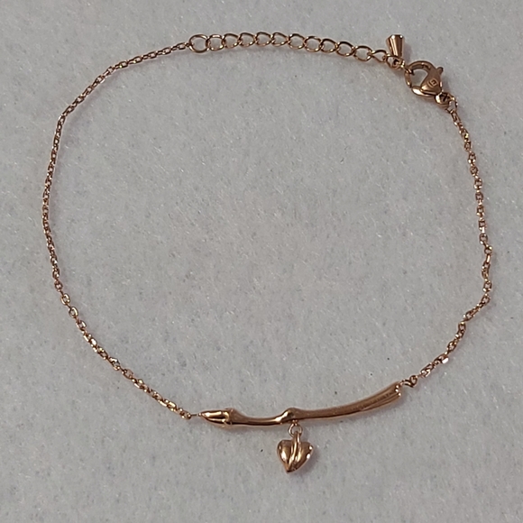 Titanium Steel Rose Gold Heart Link Bracelet - Picture 2 of 6